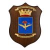 CREST IN METALLO SMALTATO BASE LEGNO 22,5X17,5CM AVIAZIONE ESERCITO