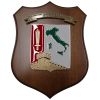 CREST IN METALLO SMALTATO BASE LEGNO 22,5X17,5CM COMAN.TERR.NAZ.ESERCITO