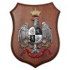 CREST IN METALLO SMALTATO BASE LEGNO CL26 22X17CM 6 RGT LANCIERI AOSTA
