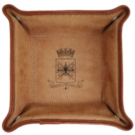 VUOTATASCHE IN PELLE MARRONE ARALDICO