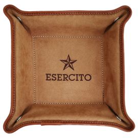 VUOTATASCHE IN PELLE MARRONE LOGO EI