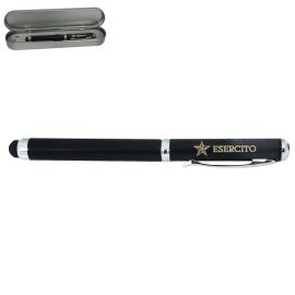 PENNA IN METALLO NERA CON LASER POINTER E LUCE LED