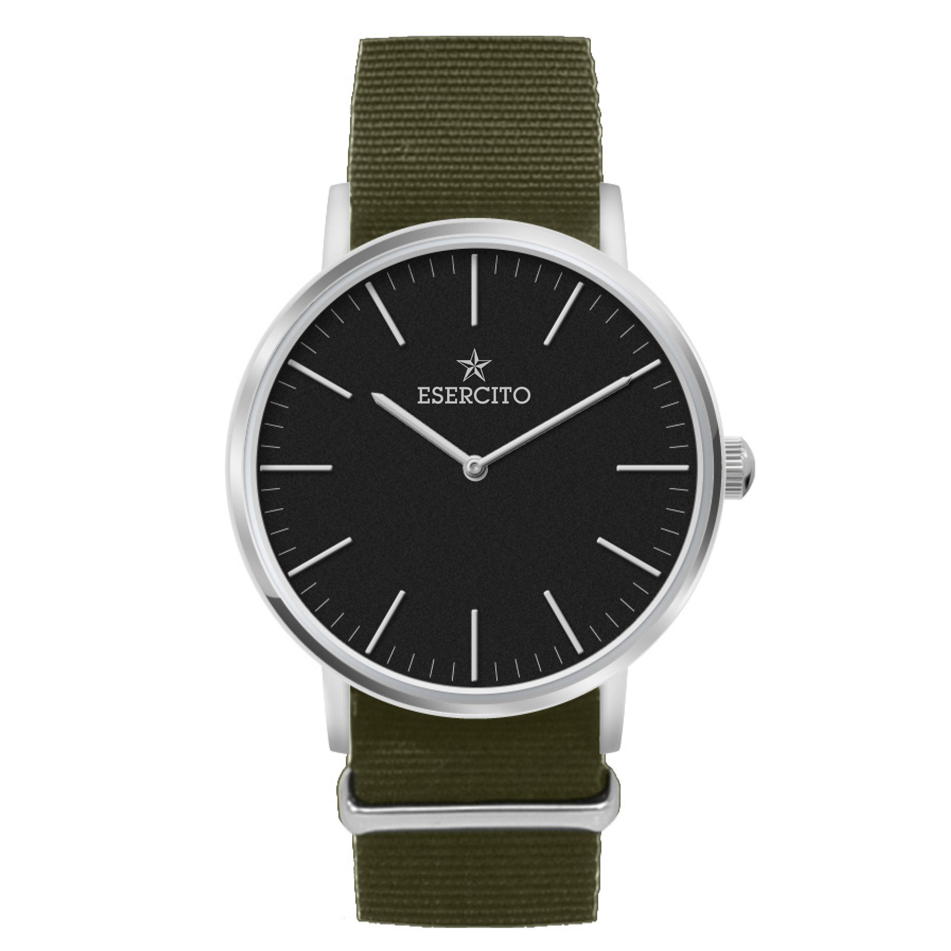 OROLOGIO DA POLSO CON CINTURINO ELASTICO VERDE OLIVA CASSA NERA