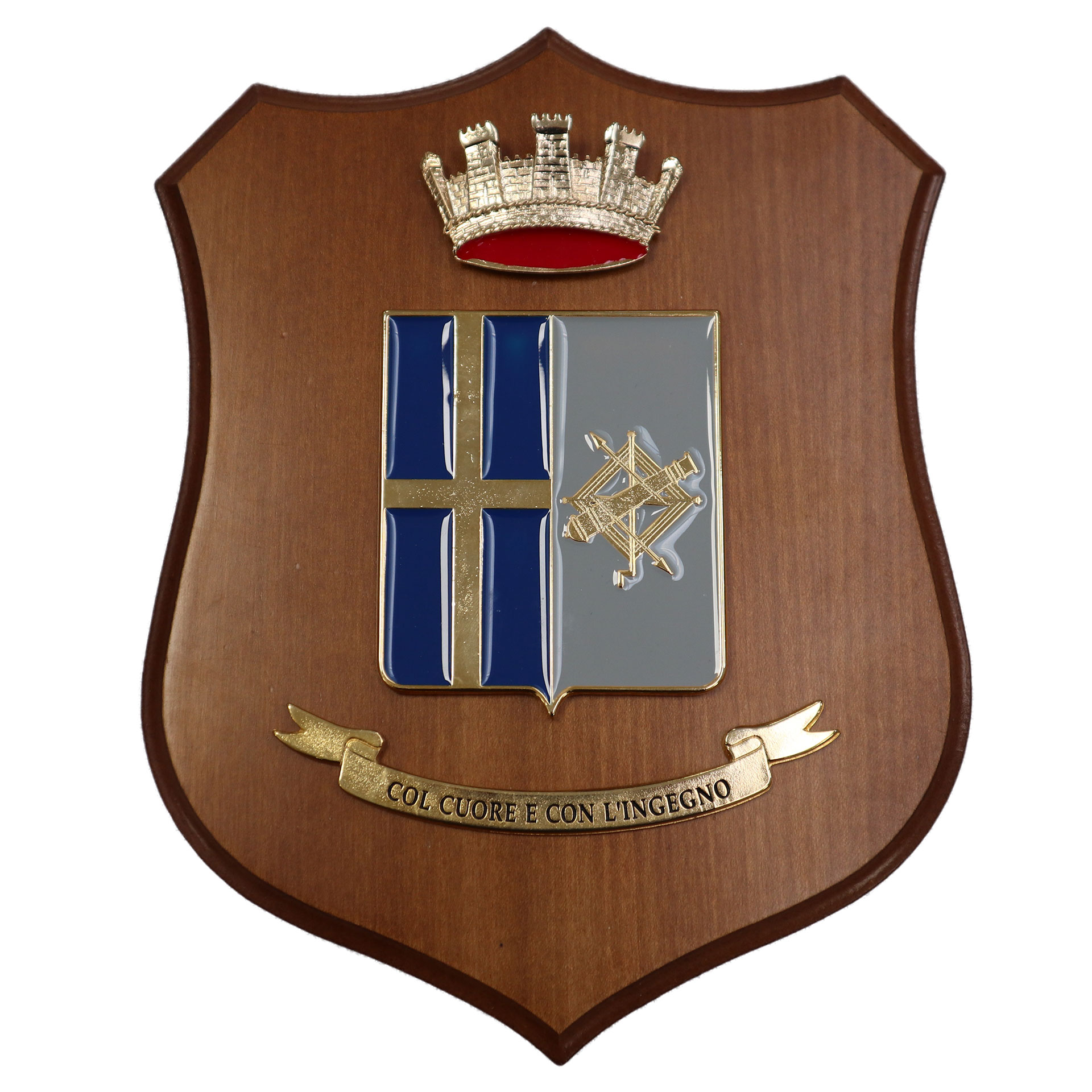CREST IN METALLO SMALTATO BASE LEGNO 22,5X17,5CM 33 REGGIMENTO EW